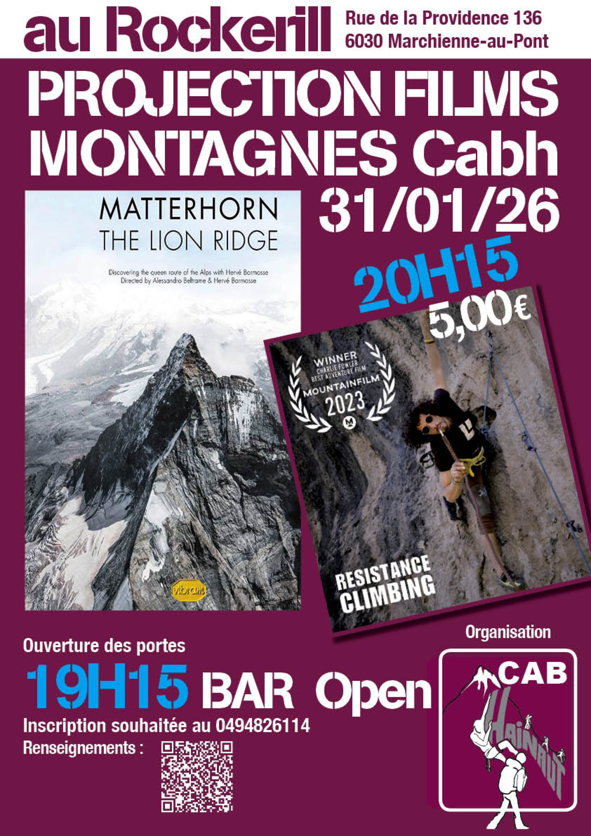 SOIRÉE SPÉCIAL CABH : PROJECTIONS FILMS ALPI/ESCALADE